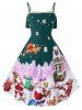 Plus Size Christmas Vintage Printed Party Dress -  