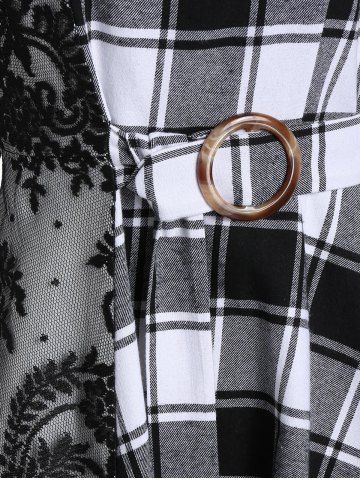 

Lace Panel Plaid Print Asymmetric Dress, Milk white