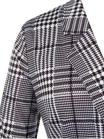 

Plus Size Houndstooth Lace Two Button Long Coat, Black