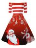 Robe de Noël Epaule Dénudée à Taille Haute Grande Taille - Rouge Lave 3X