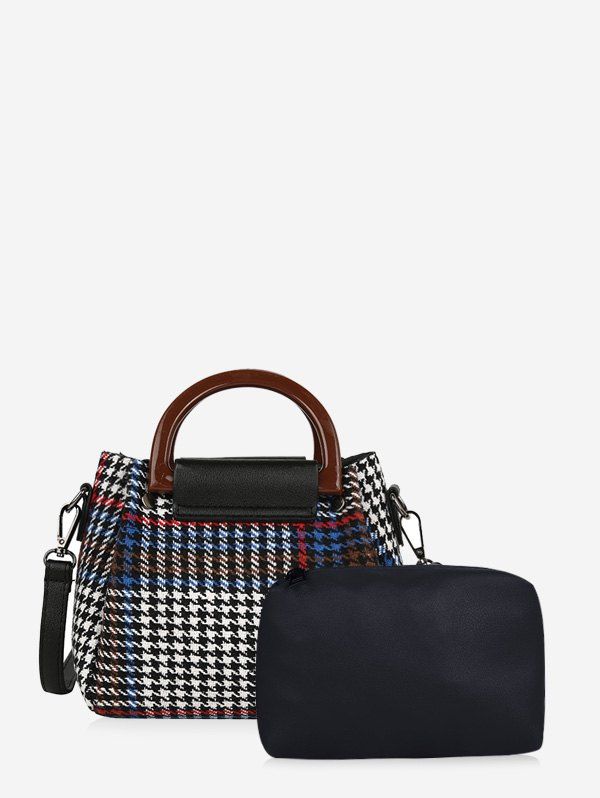 

2Pcs Houndstooth Pattern Handbag Set, Multi-a