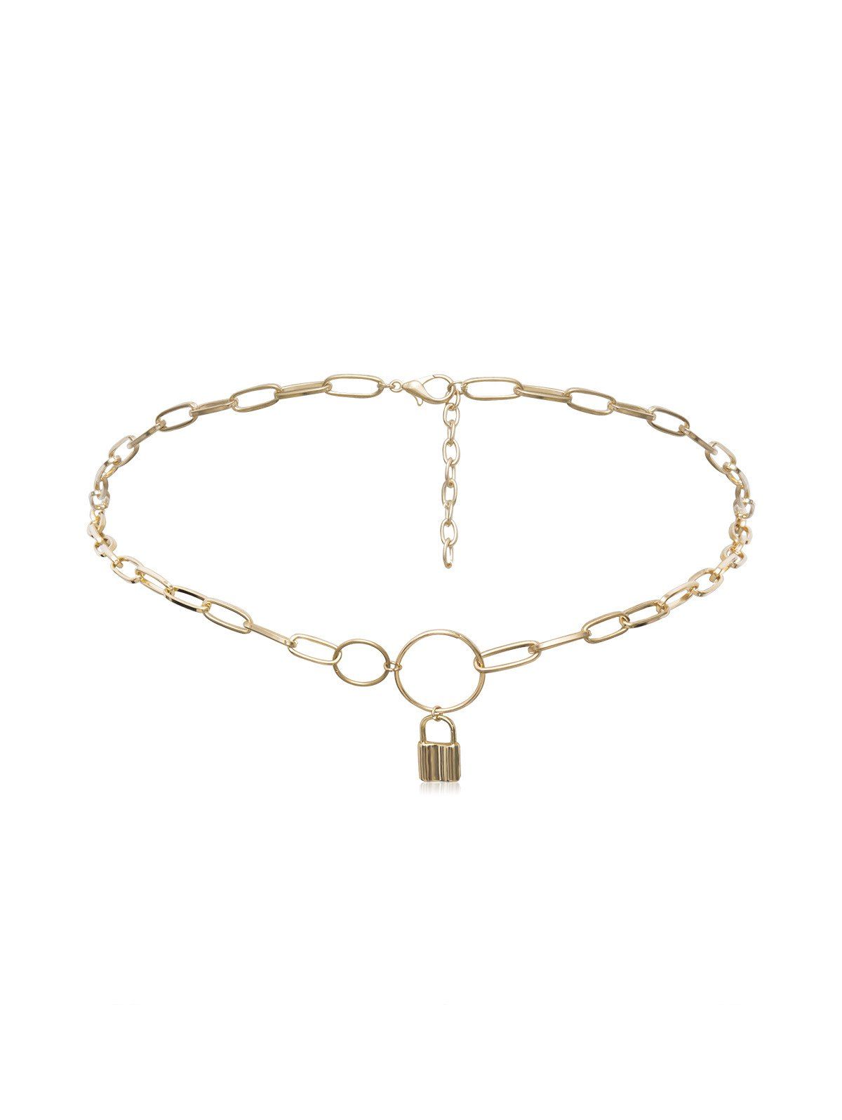

Brief Lock Pendant Circle Waist Chain, Gold