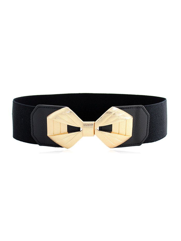 

Bowknot Buckle Wide Elastic Dress Belt, Black