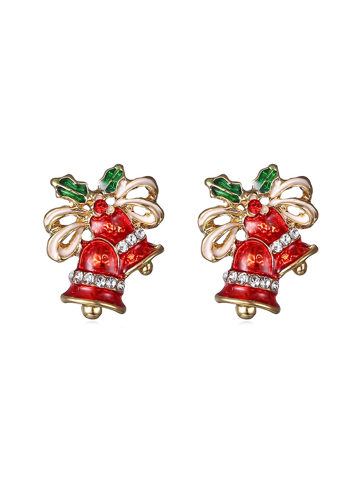 

Christmas Bells Rhinestone Stud Earrings, Red