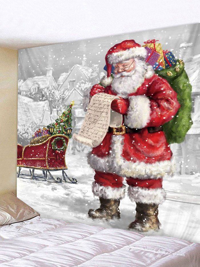 

Christmas Santa Claus Sleigh Print Tapestry Wall Hanging Art Decoration, Multi