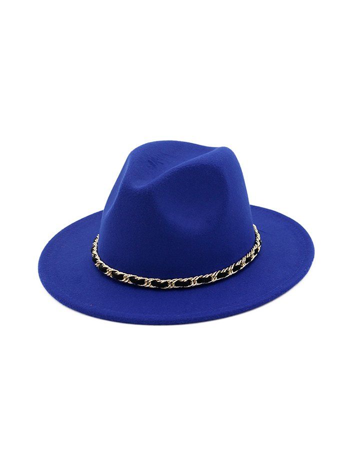 

Chain Floppy Solid Winter Fedora Hat, Blue