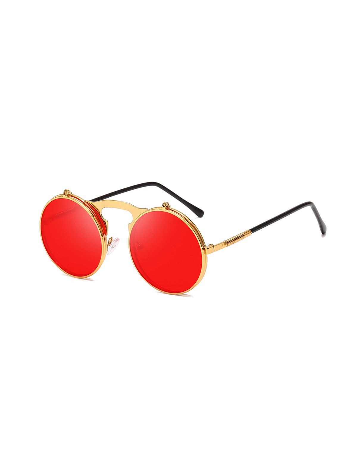 

Metal Frame Flip Round Sunglasses, Lava red