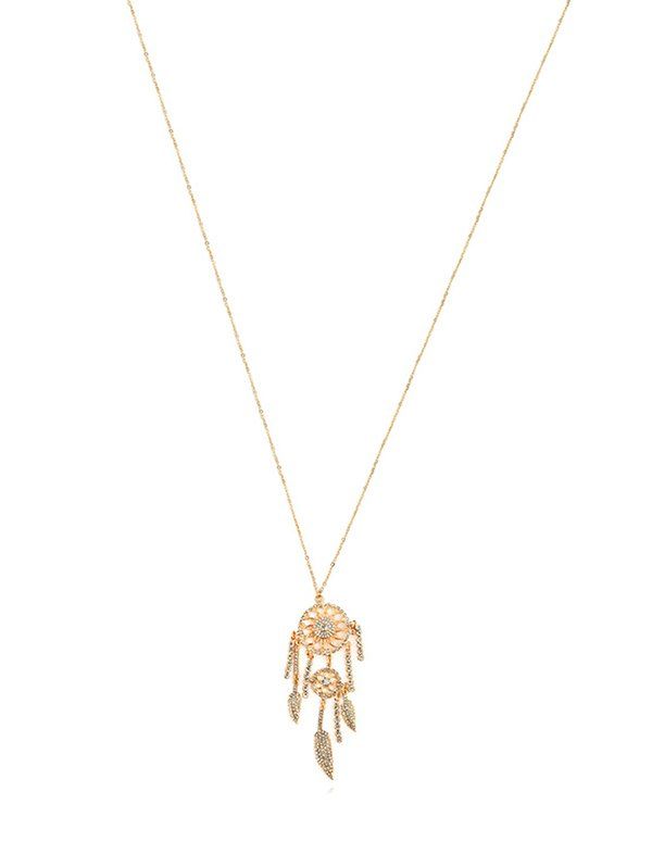 

Rhinestone Flower Dream Catcher Pendant Necklace, Gold