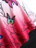 Plus Size Overlay Ombre Butterfly Print Tankini Swimwear -  