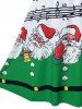Robe de Noël Plongeante Imprimée à Taille Haute Grande Taille - Vert Mer Moyen 4X