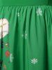 Robe Vintage à Imprimé Père Noël de Grande Taille - Vert Jungle 4X