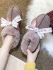 Ribbon Bowknot Fuzzy Trim Snow Boots -  