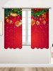 2 Panels Christmas Tree Branch Snowflake Print Window Curtains -  