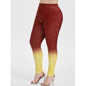 

Pull On High Waisted Printed Ombre Plus Size Leggings, Red wine