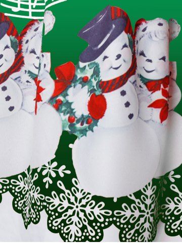 

Plus Size Vintage Snowman Musical Notes Christmas Dress, Greenish blue