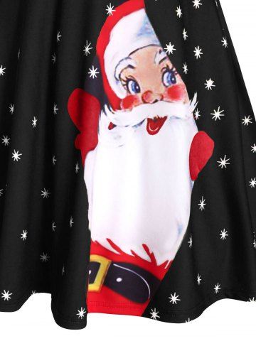 

Off The Shoulder Plaid Santa Claus Print Christmas Dress, Black
