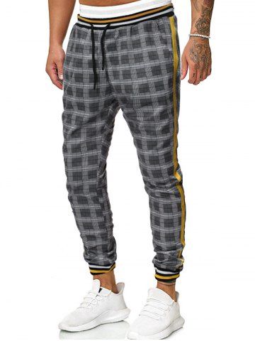 houndstooth print drawstring jogger pants