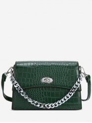 Chain Solid Hasp Animal Skin Shoulder Bag -  