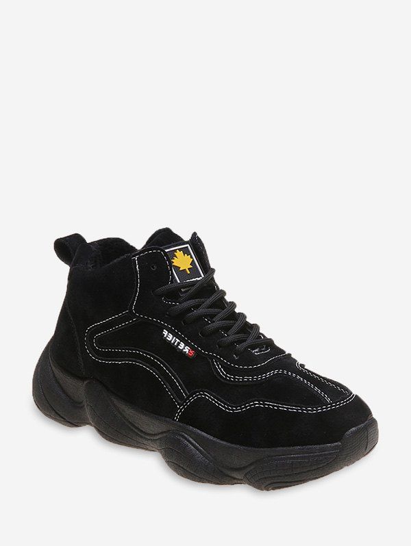 

PU Leather Casual Platform Sneakers, Black