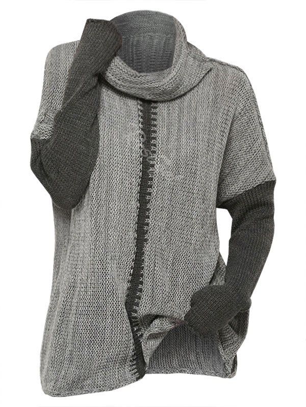 

Plus Size Drop Shoulder Cowl Neck Sweater, Gray