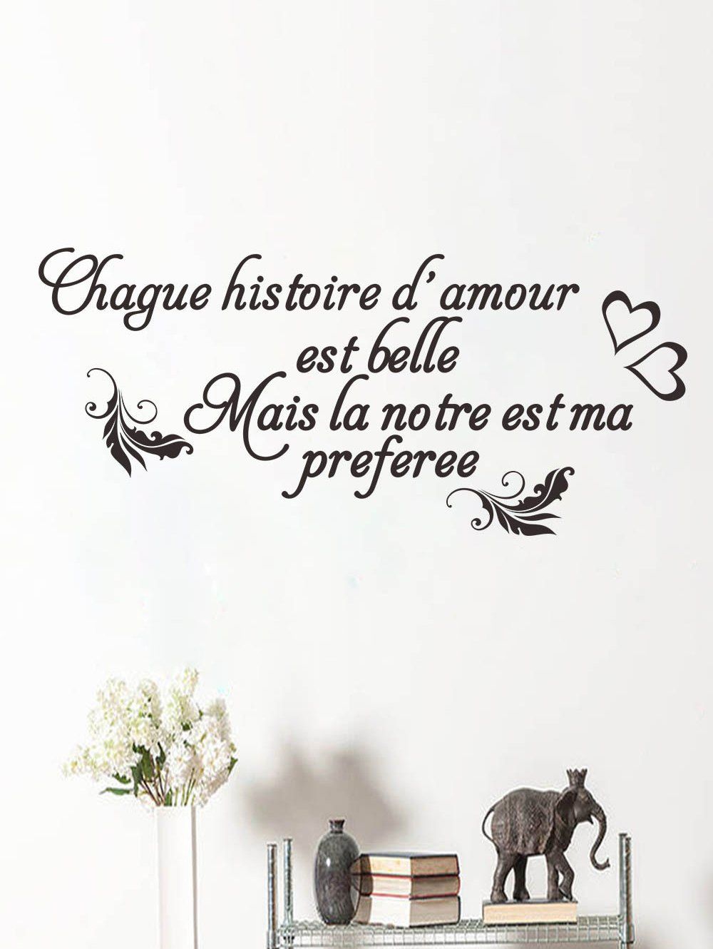 

Quotes and Hearts Print Removable Wall Art Stickers, Black