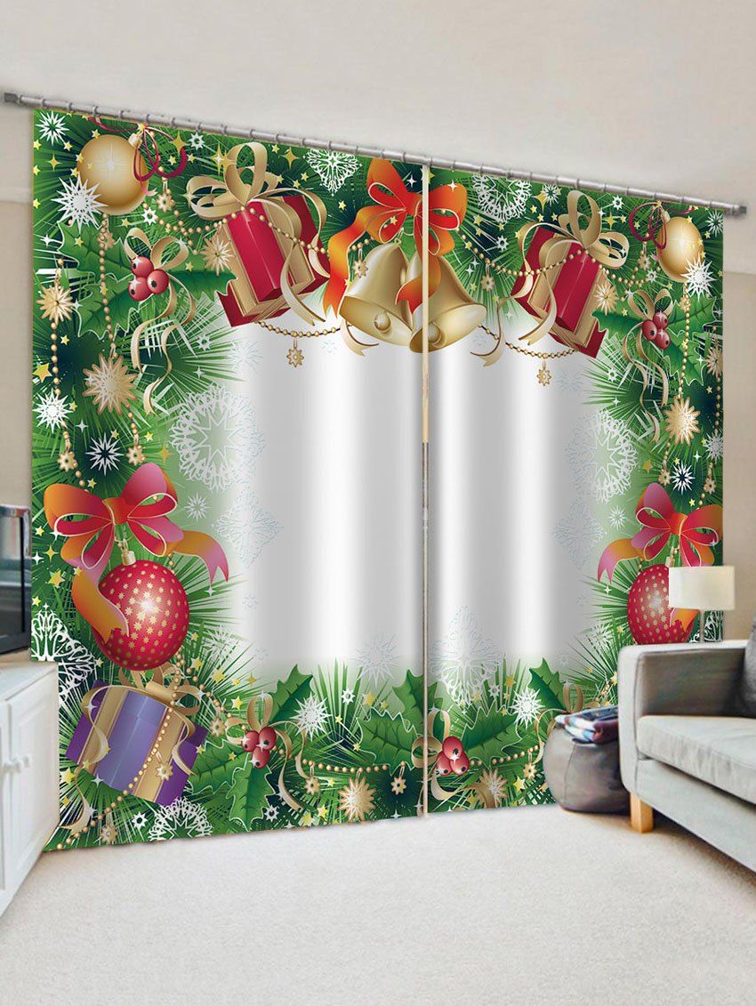 Outfit Christmas Bell Gift Pattern Window Curtains  