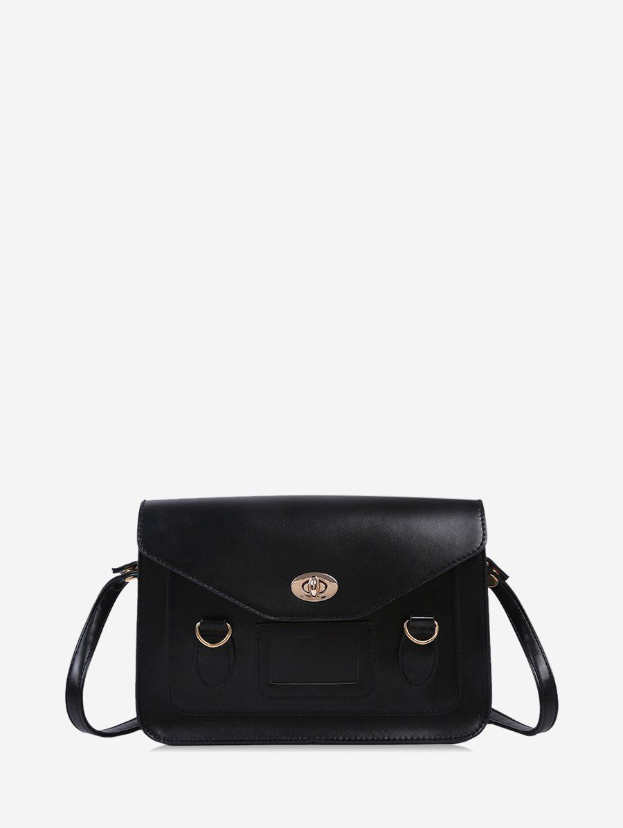 

British Style Cover Messenger Shoulder Bag, Black