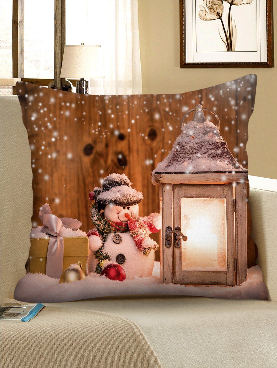 

Christmas Snowman Pattern Pillow Cover, Multi