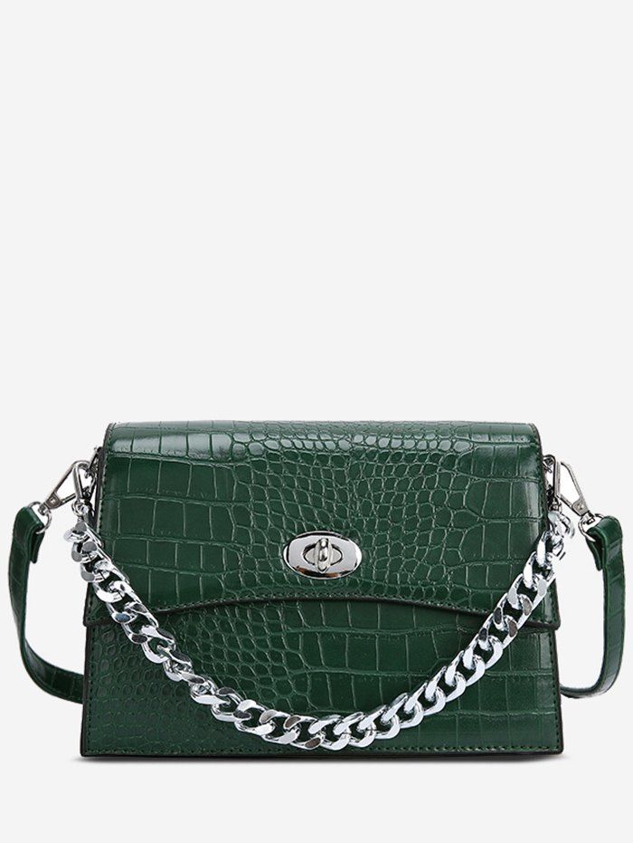 Outfits Chain Solid Hasp Animal Skin Shoulder Bag  