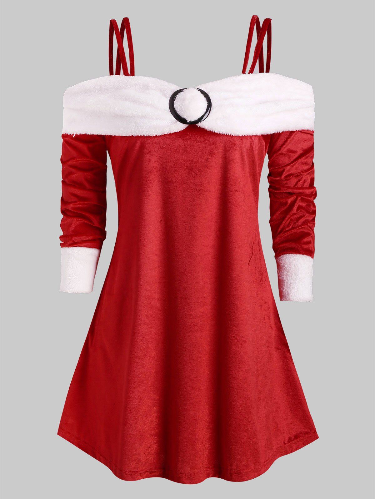 Plus Size Christmas Faux Fur Velvet T Shirt