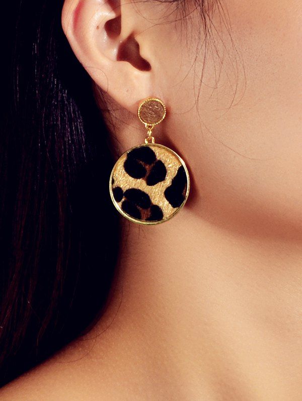 

Leopard Faux Fur Round Drop Earrings, Gold