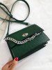 Chain Solid Hasp Animal Skin Shoulder Bag -  