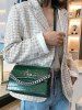 Chain Solid Hasp Animal Skin Shoulder Bag -  