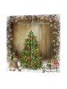 2 Panels Christmas Tree Snowflake Wood Grain Print Window Curtains -  