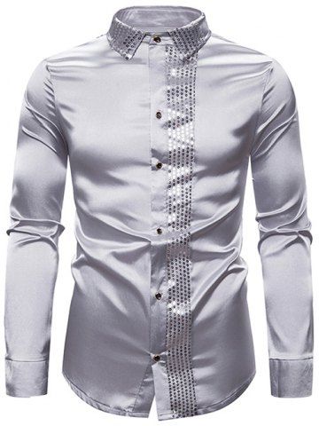 [69% OFF] Fashion Shirt Collar Slimming Checked Sutures Design Long ...