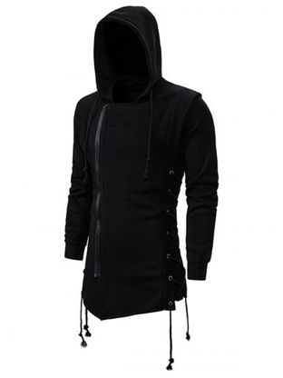 Side Lace Up Fleece Gothic Hoodie
