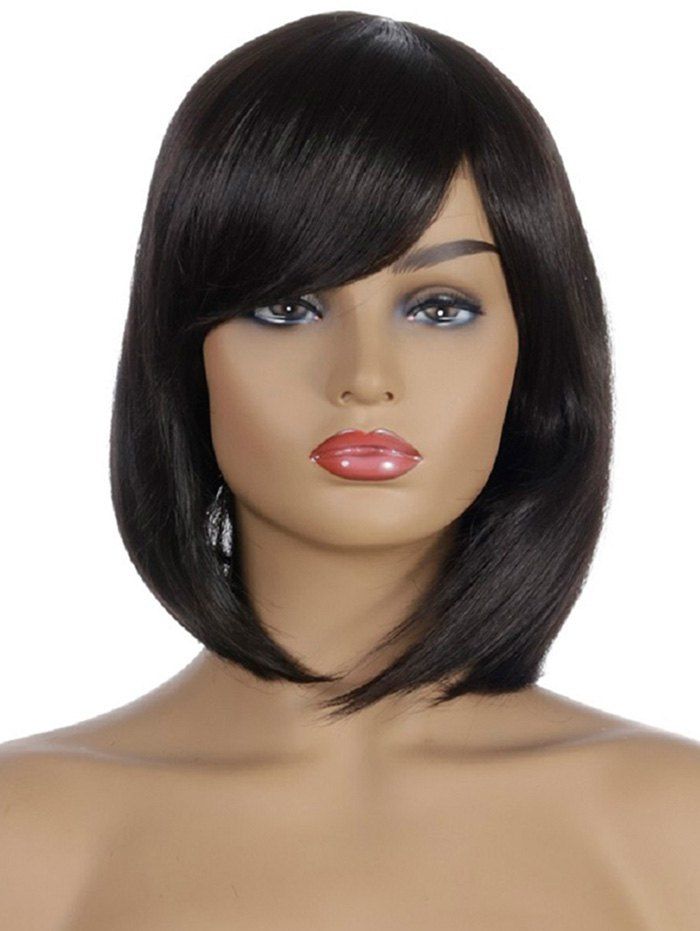 

Side Bang Natural Straight Medium Bob Synthetic Wig, Black