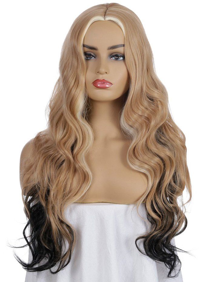 

Synthetic Center Part Long Mixed Ombre Body Wave Wig, Tiger orange