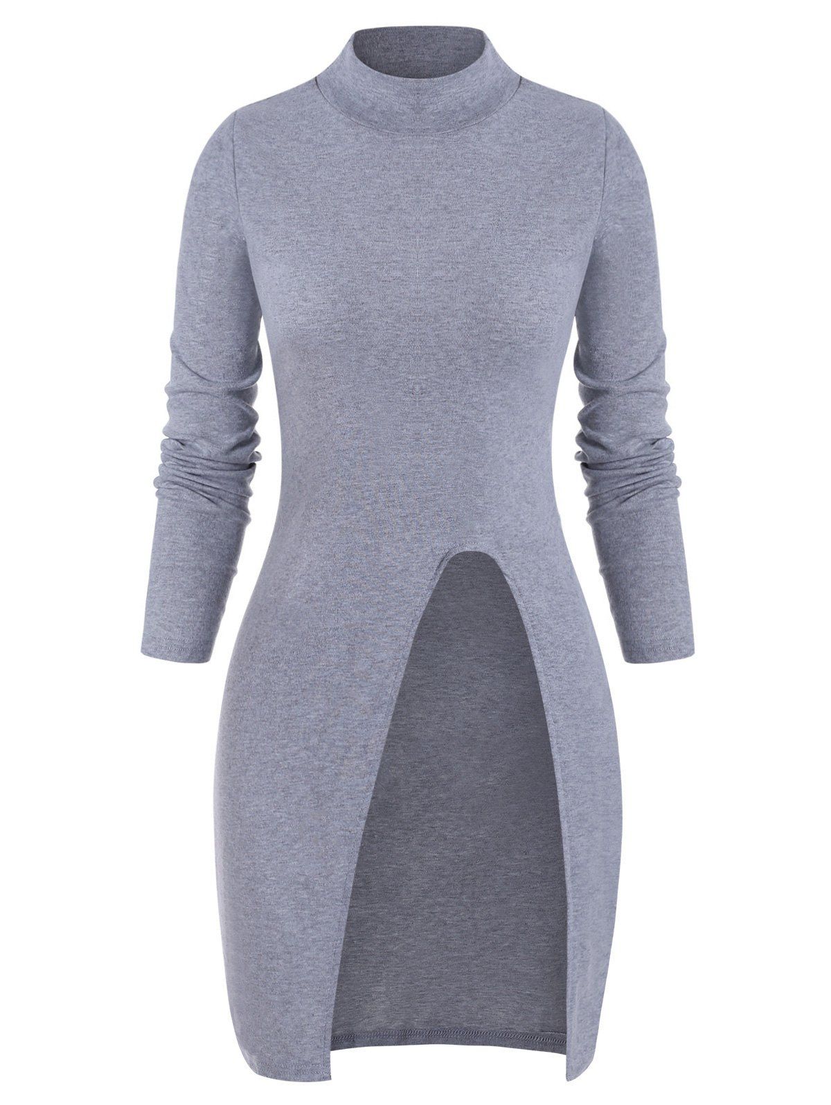 

Cut Out Solid Long Sleeves Knitwear, Gray