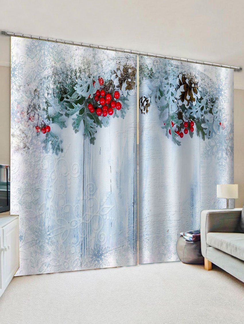 2 Panels Christmas Pine Cone Print Window Curtains [32% OFF] | Rosegal