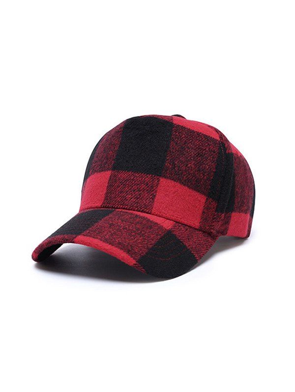 

Winter Plaid Pattern Baseball Cap, Red wine