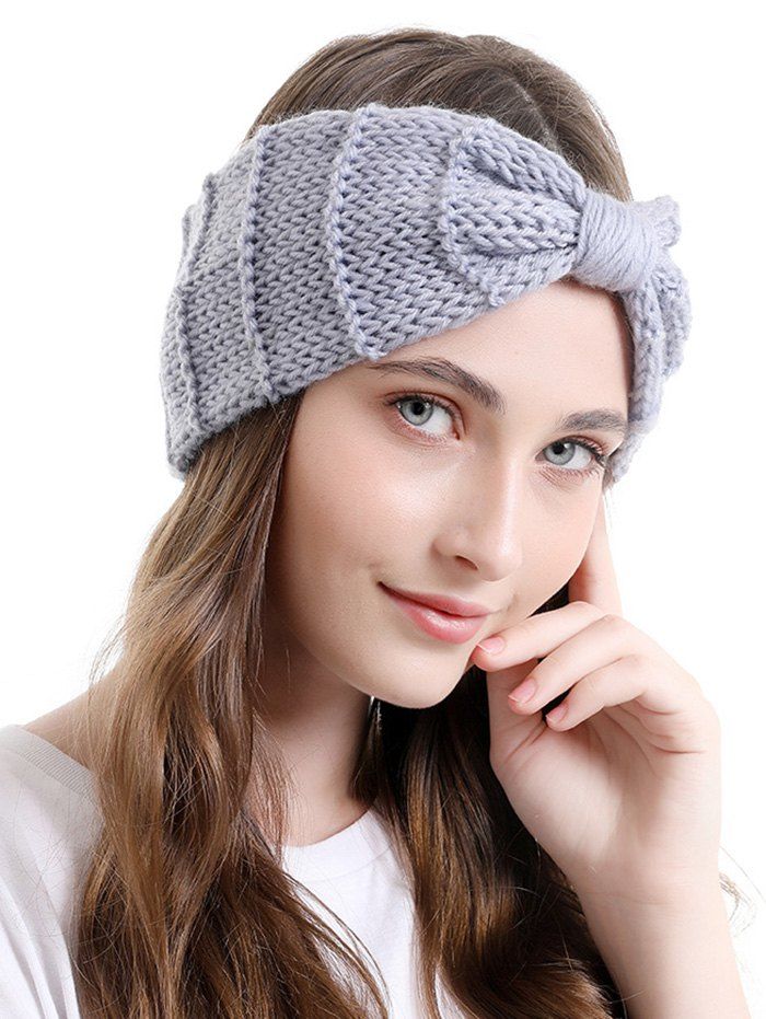 

Bowknot Knitted Headband, Light gray