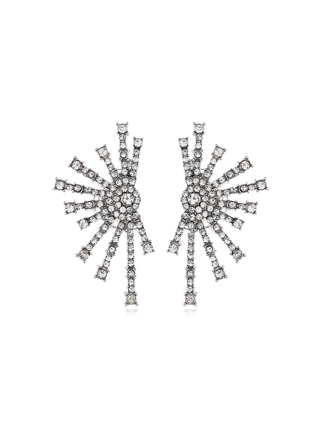 

Firework Shape Rhinestone Stud Earrings, Silver