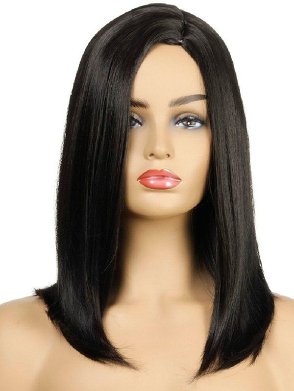 

Side Part Synthetic Straight Medium Wig, Black