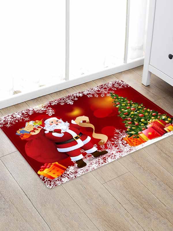 

Christmas Tree Gifts Santa Claus Pattern Water Absorption Area Rug, Multi