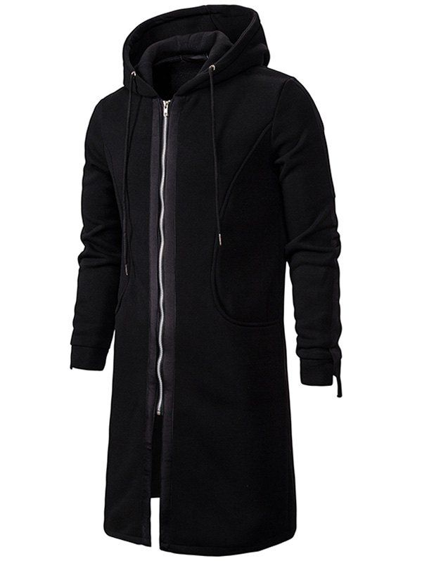 

Zip Up Fleece Longline Gothic Hoodie, Black