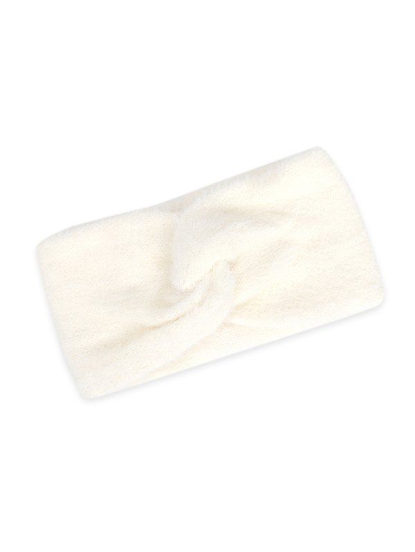 

Faux Fur Elastic Wide Headband, White