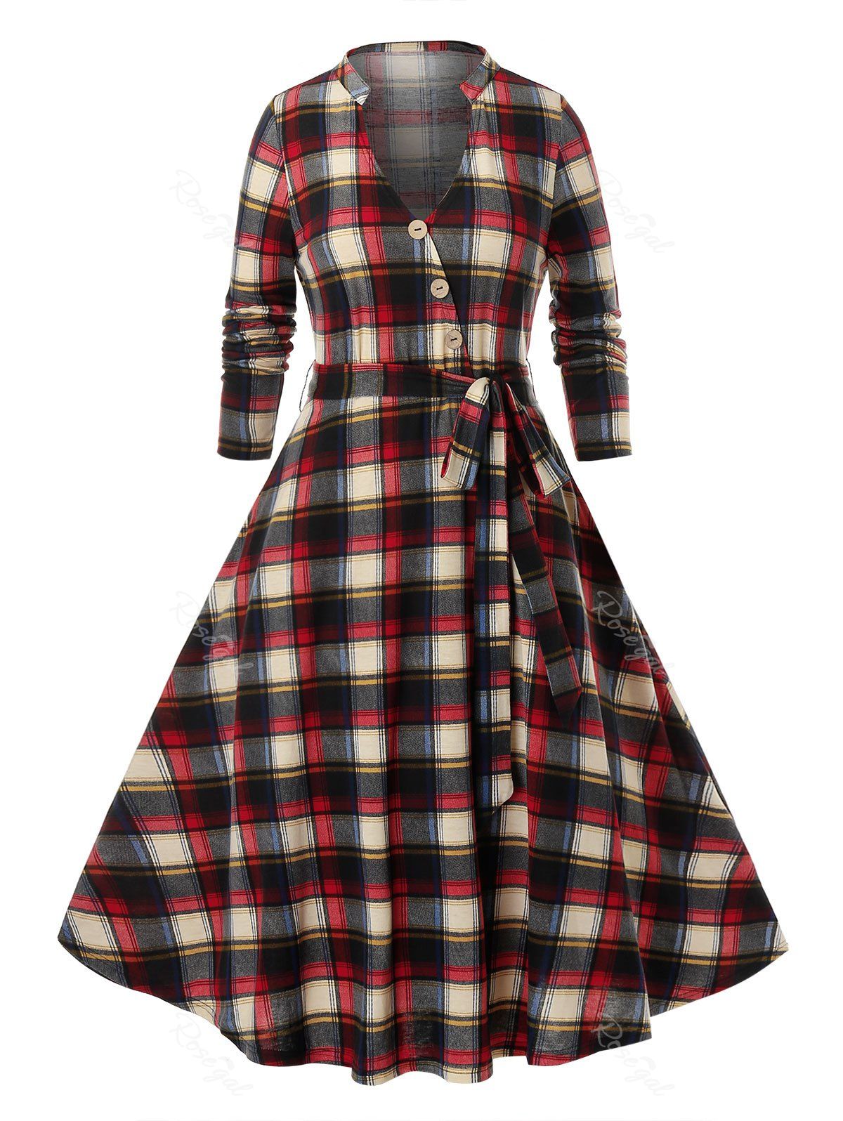 

Plus Size Plaid Pattern Dress, Multi