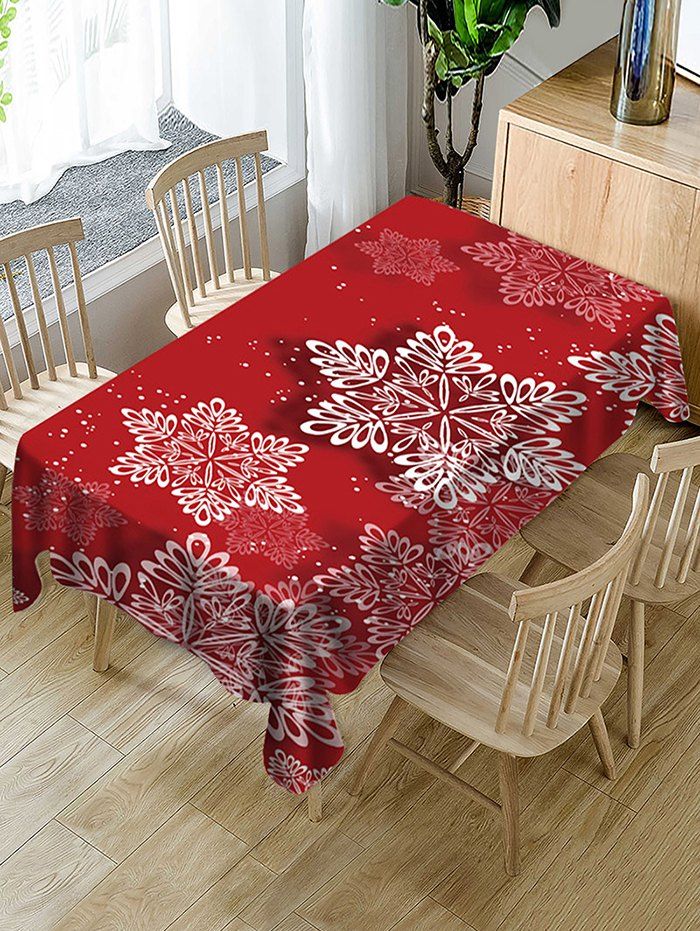 

Christmas Snowflake Print Waterproof Fabric Tablecloth, Multi