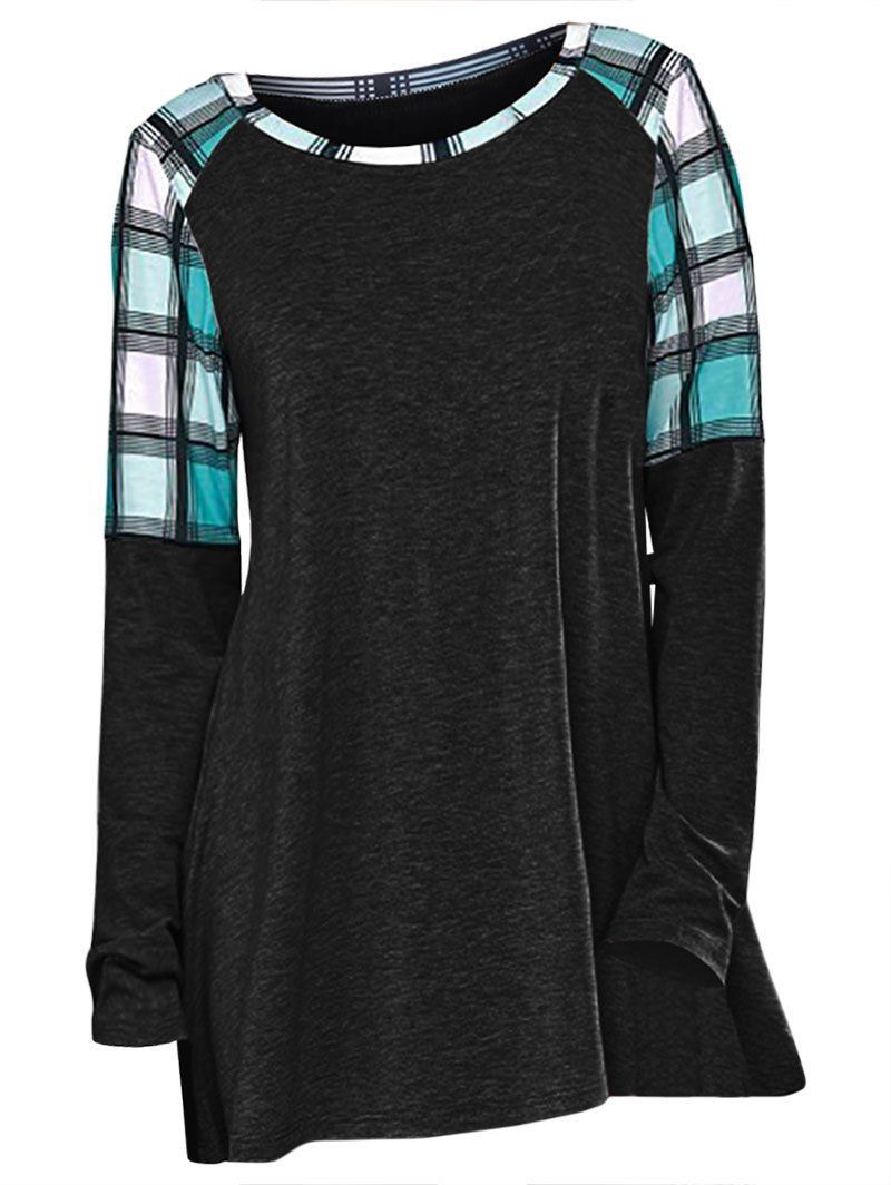 

Plus Size Plaid Tunic Tee, Black